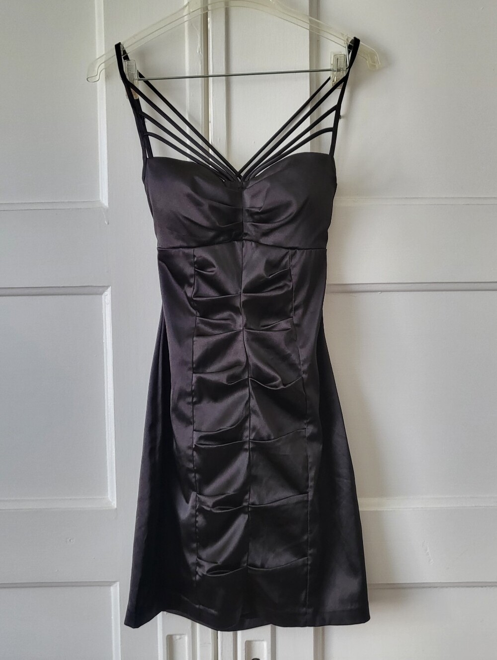 Strappy Satin Little Black Dress Beata Studios Los Angeles Size 3